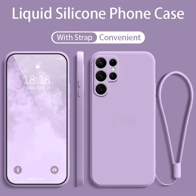 Enhanced Liquid Silicone Phone Case with Lanyard Back Cover - Original Strap