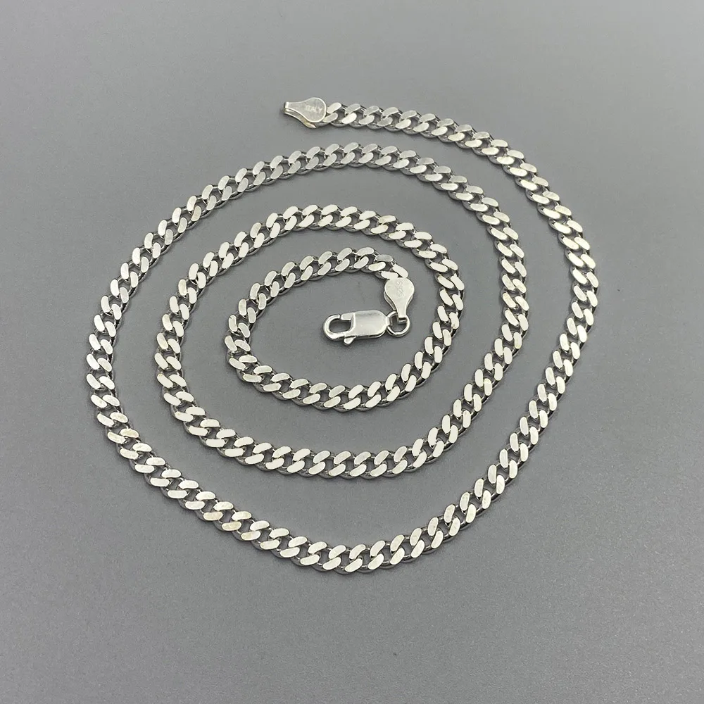 Sinya 925 Sterling Silver Cuban Chain Necklace Довжина 55 см Ширина 4,35 мм Гарячий розпродаж Чисте справжнє срібло Вишукані ювелірні вироби для чоловіків і жінок