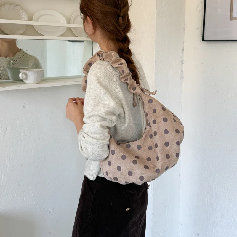 Nuova Borsa a Tracolla alla Moda con Motivo a Pois per Donne, Borsa a Spalla in Pelle PU, Borsa Casual Versatile - immagine 3