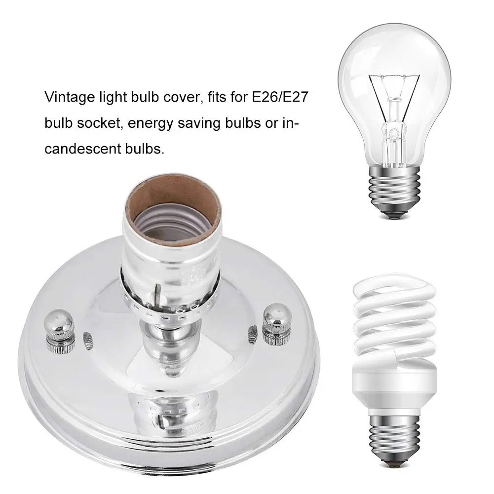 E27 E26 Lamp Base Electroplating Aluminum Vintage Retro Antique Edison Ceiling Screw Light Lamp Bulb Socket Holder With Switch