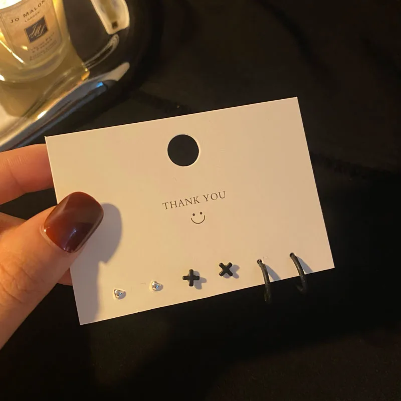 Drop Earrings Pendant Earrings New Korean Fashion Metal Love Heart Circle Drop Small Earrings for Women Trend Pendant Piercing Earrings Set Jewelry