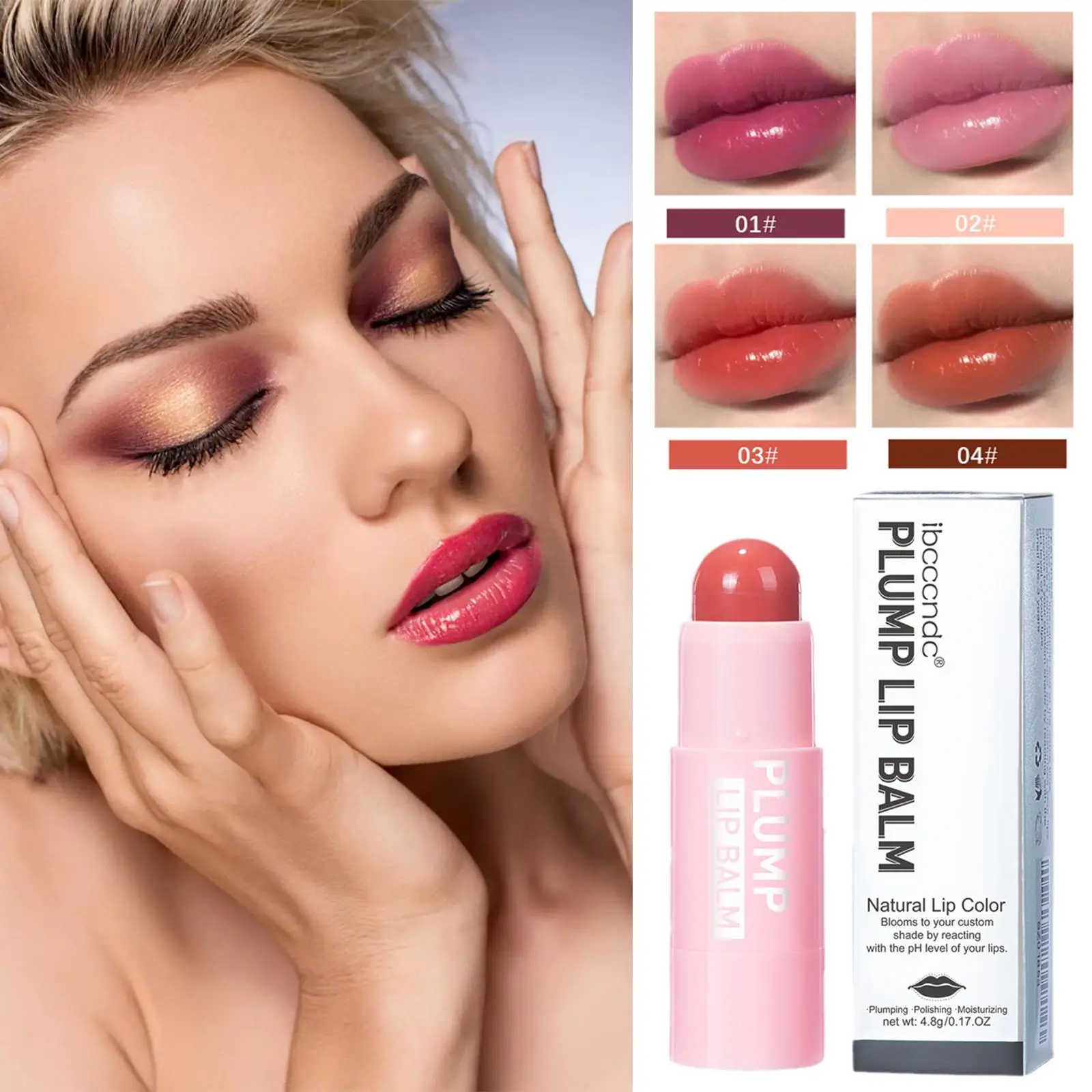 HEALLOR Power full Plump Lip Balm Hydrating Lip Plumping Balm Pink Lips