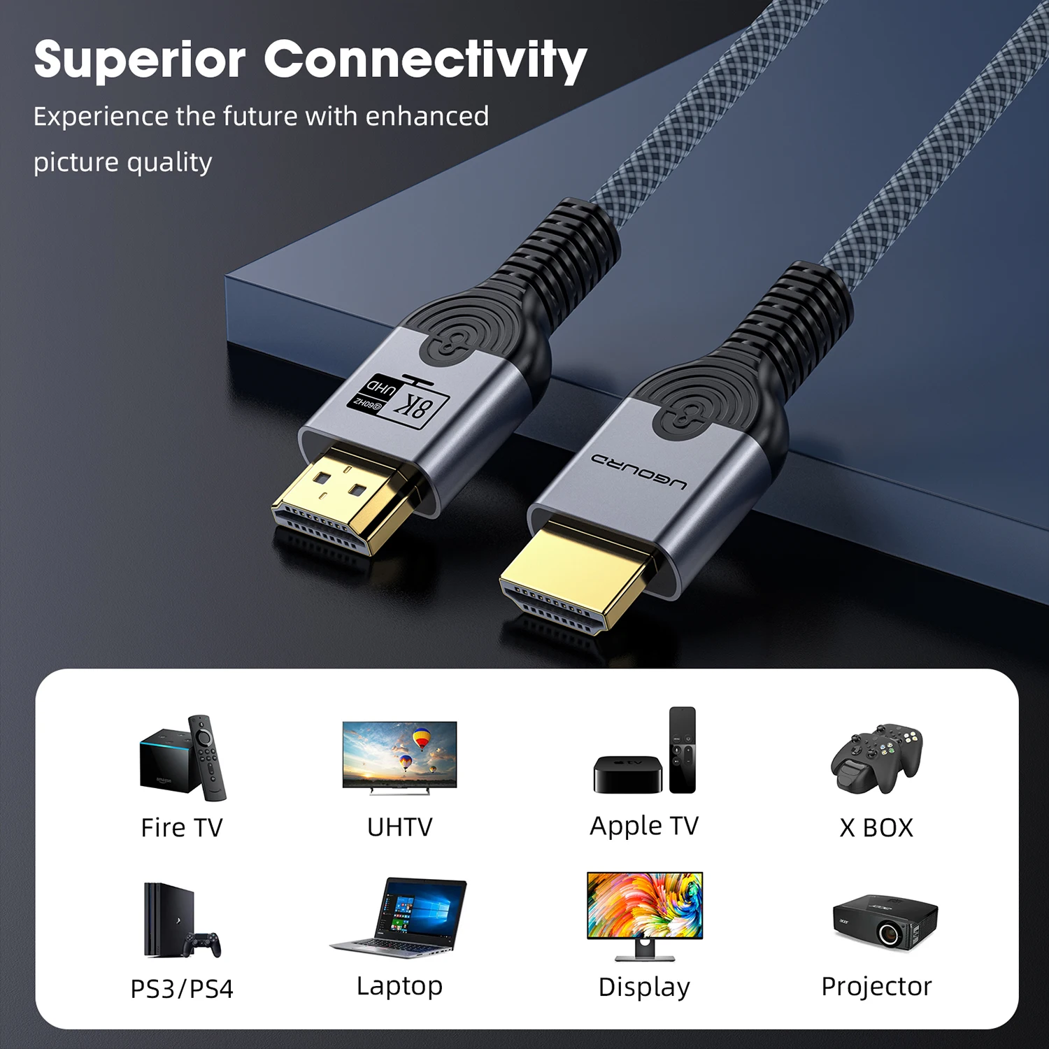 8K HDMI 호환 2.1 케이블 고속 48Gbps 동적 HDR 8K/60Hz 4K/120Hz UHD 초고화질 비디오 케이블 HDTV용 3m 5m