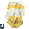 High Waist 4Pcs/Set Cotton Panties Women Body Shaper Underwear Plus Size Breathable Cute Print Girls Briefs Soft Female Lingerie