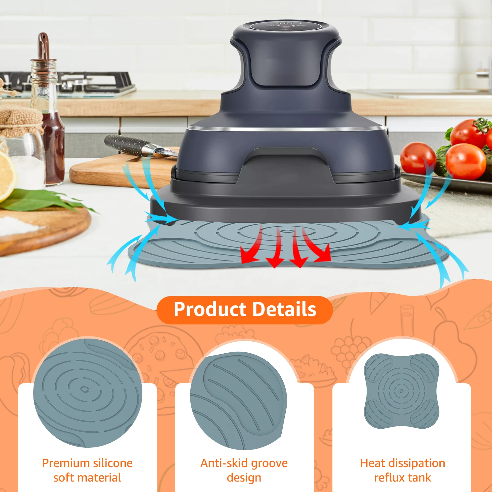 3/4Pcs Air Fryer Insulated Mat Heat Resistant Non Slip Silicone Pad for Kitchen Microwave Safe Compatible with Ninja Crispi