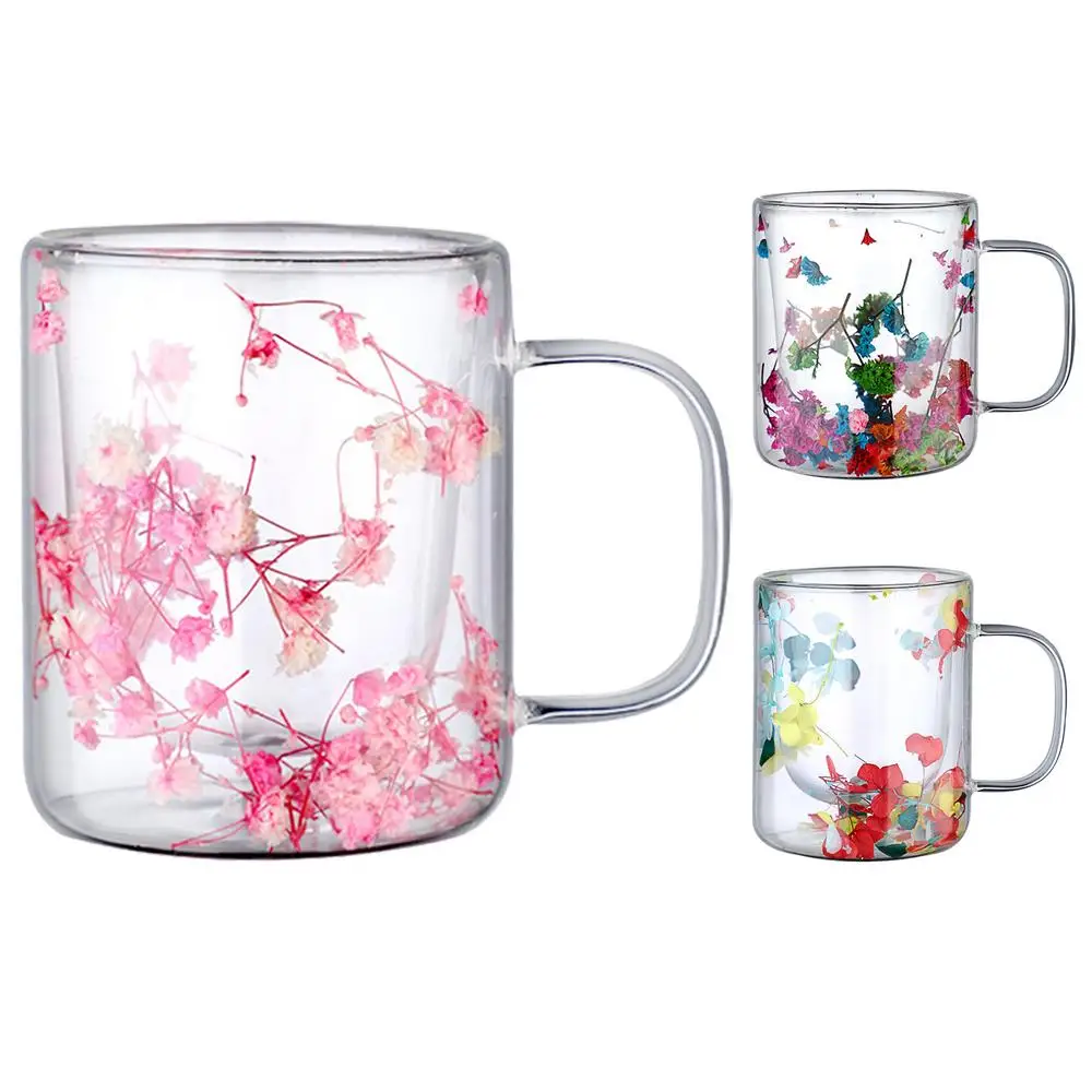 Double Wall Dry Flower Coffee And Tea Cup