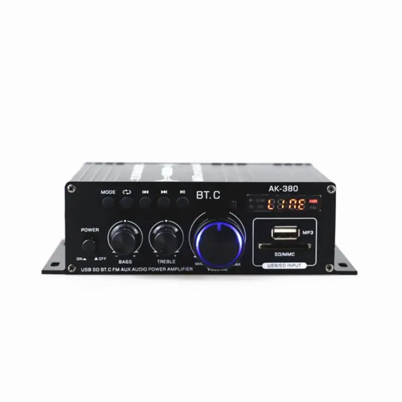 Ak380 800W 12V Power Amplifier Bluetooth-compatible Stereo Home Car BASS Audio Amp Music Player Car Speaker Class D FM USB/SD amp stands