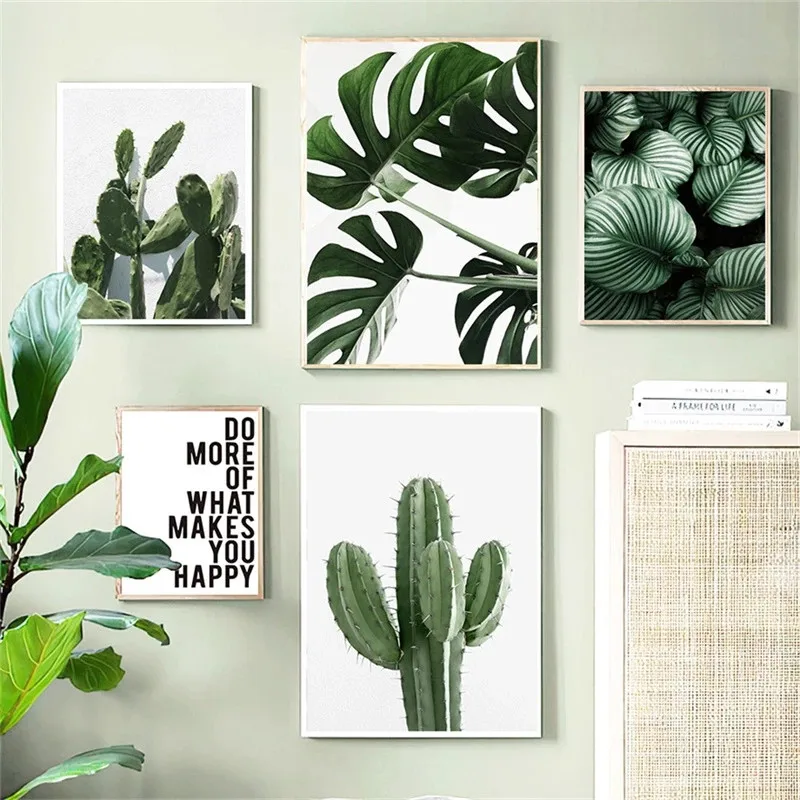 

Green Plant Painting Monstera Wall Art Canvas Painting Leaves Cactus Poster and Print Living Room Decoration Home Decor Picture