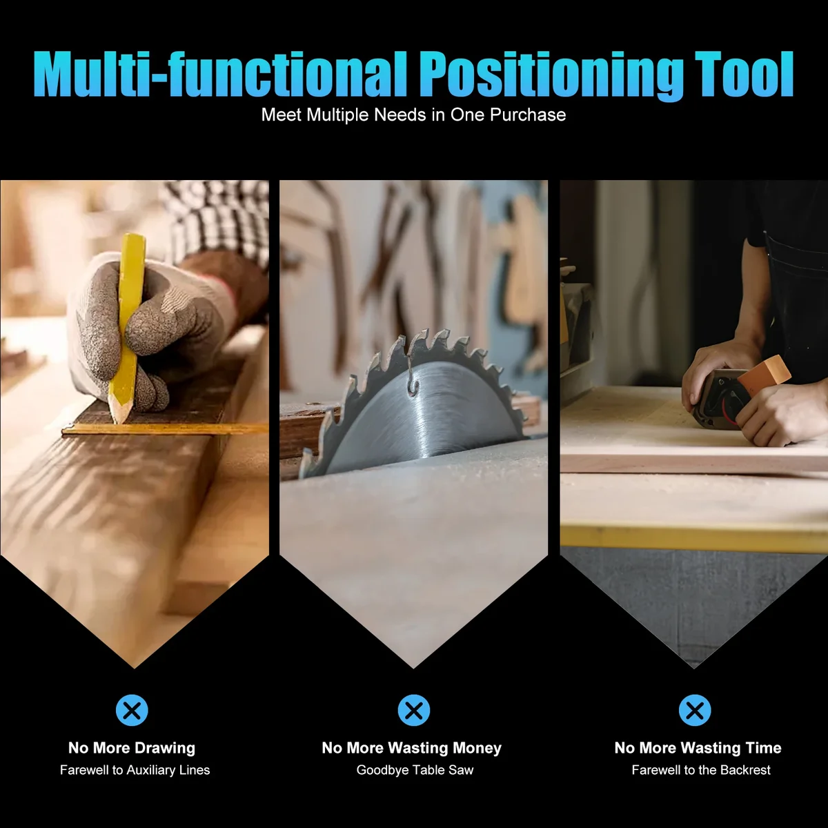 Positioning Cutting Board Tool, Circular Saw Guide System, Woodworking Accurate Rip-Cut Track Rail Edge Frame Tool For 4“ Saw — view 5