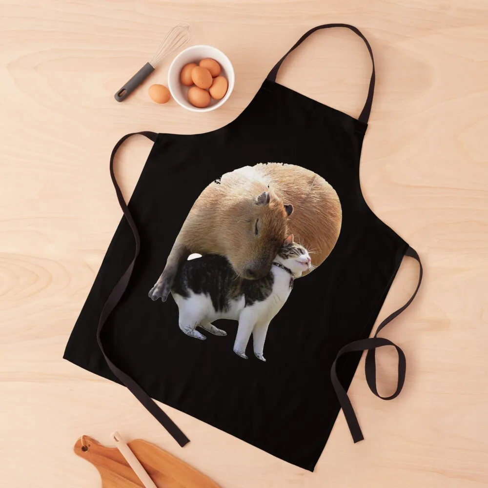 

Capybara with Cat , Capybara Gift , Capybara Family Apron Kitchen Man Teacher Kitchen Front Apron