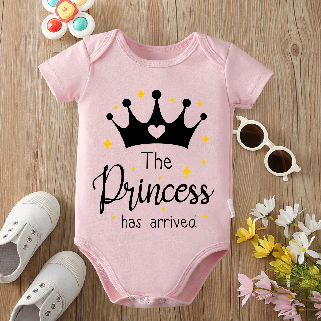 The Princess Has Arrived Print Cloths 100% Cotton Comfortable Onesie Bodysuit for Baby Jumpsuit for 0 To 12 Months Newborn