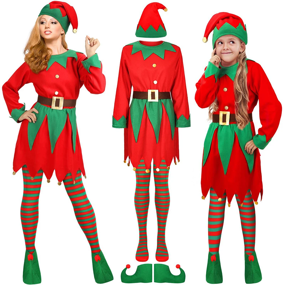cosplay costume,santa claus costume Christmas Elf Costumes Adult Santa Claus Cosplay Suit Family Matching Clothes Set Women Men Kids Carnival Dress New Year Outfit
