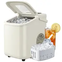 Machine à glaçons portable 12 kg/24h, autonettoyante, beige, pour comptoir, avec pelle et panier, compacte, pour la maison, la cuisine, le bar, le camping, l'appartement, l'habitation moderne 6