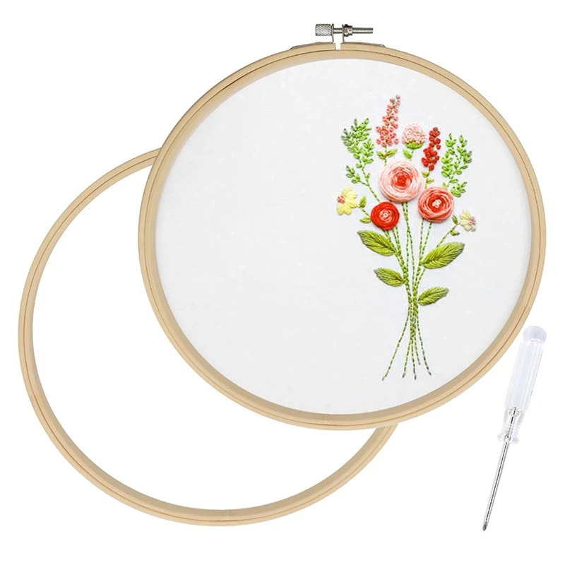 ABKP-2 Pieces Embroidery Hoops, Round Wooden Embroidery Hoops, Wooden Frames For Arts Crafts Sewing
