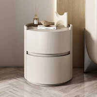 Modern Round Nightstand with PU Leather Top