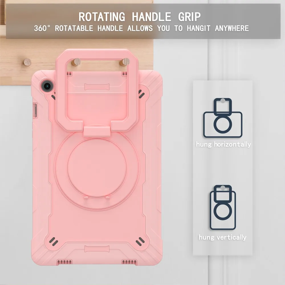 Full-Body Drop Protection Tablet Case with 360° Rotating Hand Strap and Stand
