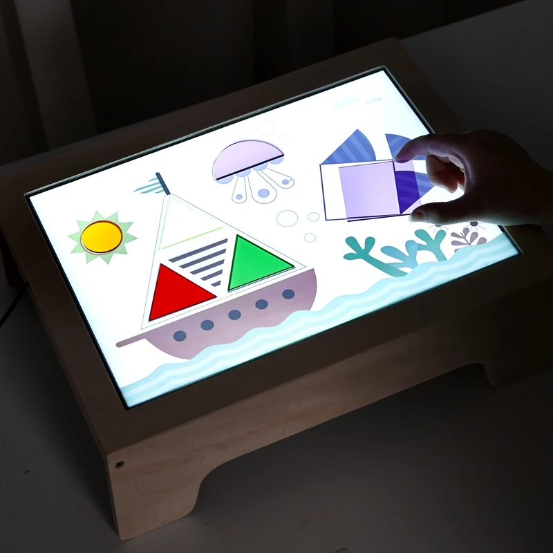Montessori-Tischtafel lassen Objekte fluoreszenzenzenz lebendig und den Nachtlichtmodus des beweglichen Lichtempfindlichen – Detail 17