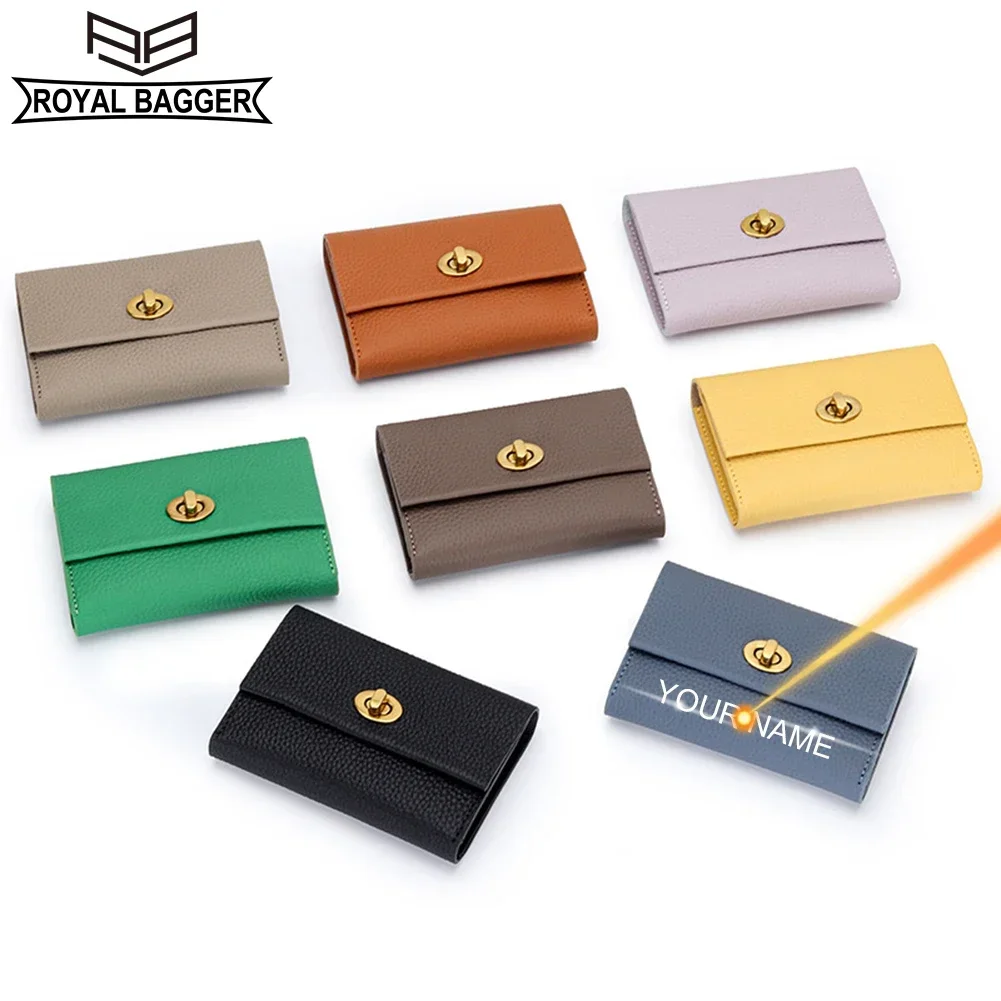 

Royal Bagger Credit Card Holder for Women Genuine Cowhide Female Small Short Wallet Fashion Simple Full Leather Coin Purse 2060