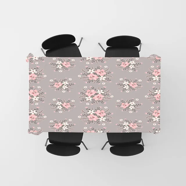 Modern Grey Floral Tablecloth 5