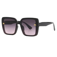 Lunettes de soleil carrées classiques à grand cadre pour hommes et femmes, design de lettre rectangulaire, lunettes de soleil rétro, UV400, marque de mode 4