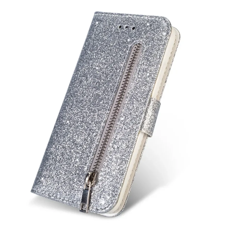 thumbnail image 1 of Wallet Bling Glitter Magnetic Flip Zipper Leather Case For Samsung Galaxy S24 Ultra S23 S22 Plus S21 S20 FE S10 S9 Note 20 10 9, 1 of 5