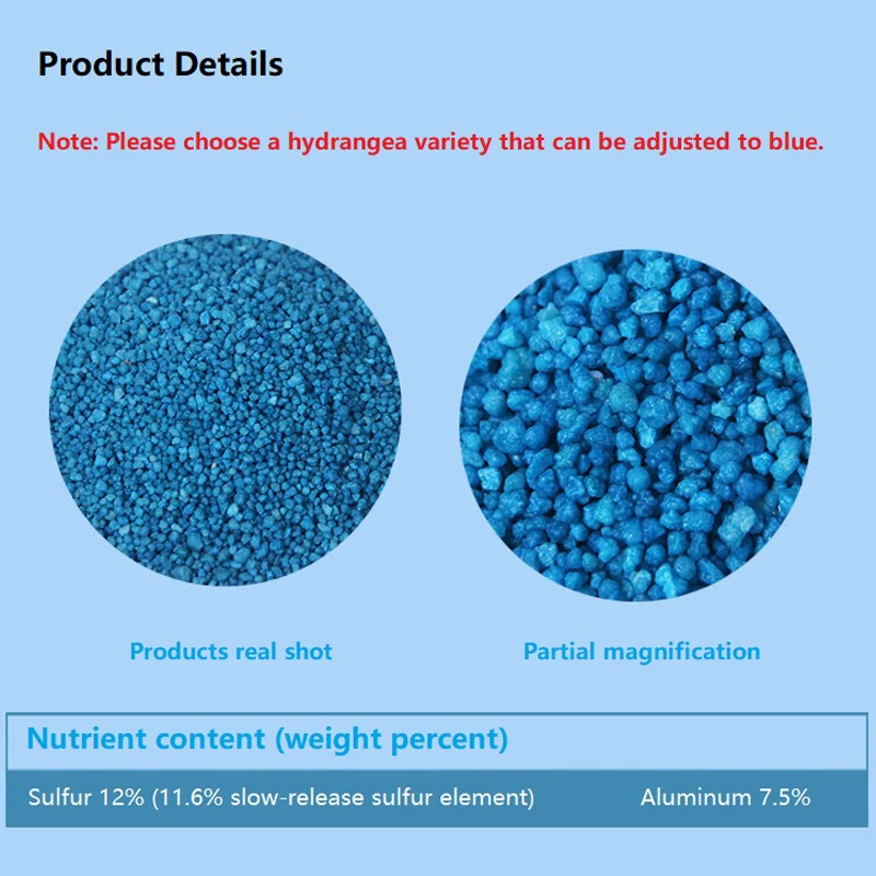 Blue Agent for Hydrangea Nutrient, Granular Fertilizer Soil, Acid-base Conditioner, Aluminum Sulfate, 480g
