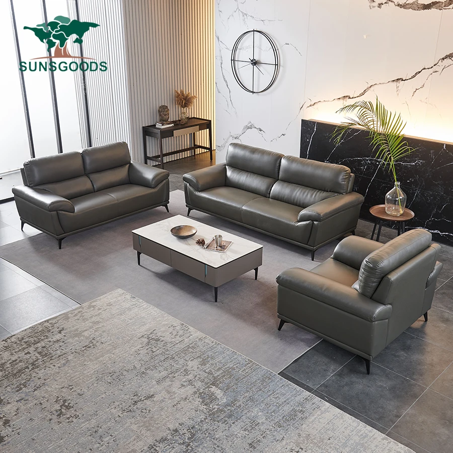 SUNSGOODS Furniture Factory Commercial Oficina Set Waiting Room PU Leather Office Reception Sofa