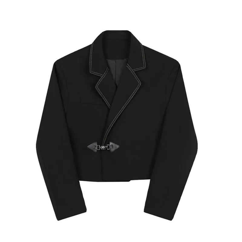 LUZHEN Original Metal Buckle Placket Design Blazer Short Jacket Men's Fashion Elegant Korean 2025 Spring New Trendy Coat LZ3653 6