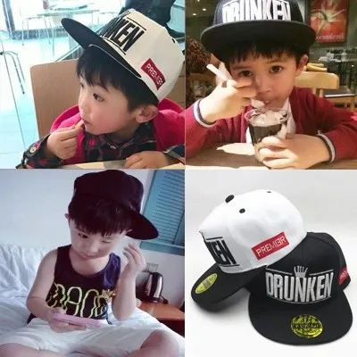 Mode betrunkene Krone Kinder flache Krempe Hut Jungen Mädchen Kinder Hip Hop Baseball kappe verstellbare Cowboy kappen Hysterese nhüte – Detail 5