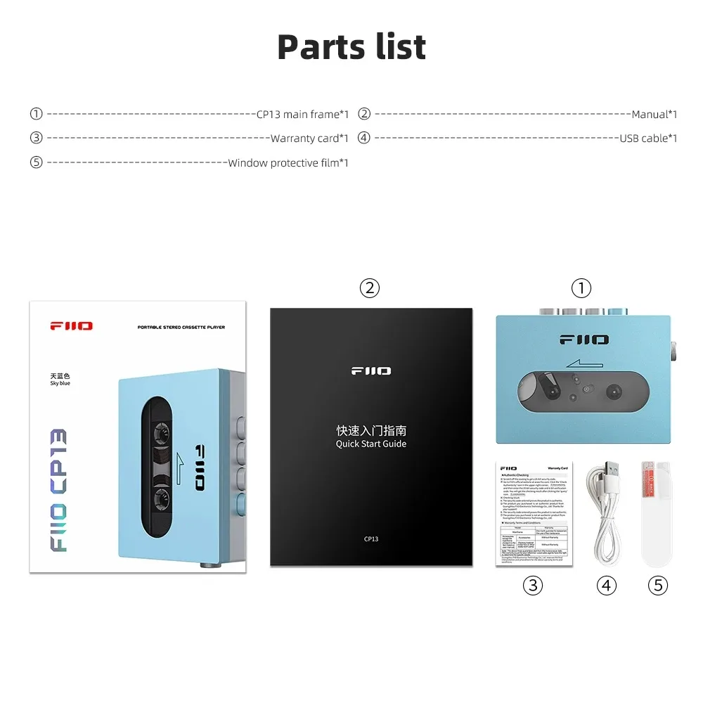 Lecteur de cassette stéréo portable FiiO CP13, baladeur, 13 heures d'autonomie de la batterie, mode touristes, alimentation