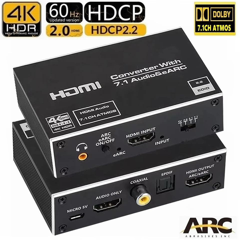 分配器・切替器 4K HDMI ARC/eARC TV Adapter 2x1 4K 120Hz HDMI Switch eARC Audio Extractor ARC & Optical