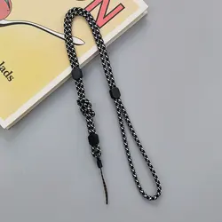 Adjustable Universal Hand - Woven Lanyard Strap - Sturdy and Durable Necklace (Black White)