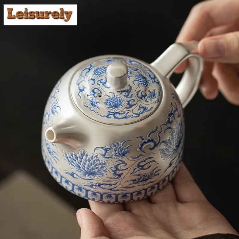 180ml Gilt Silver Step-by-step Lotus Well-railing Teapot Elegant Tea Infuser Pot Tea Soaking Kettle With Ball Hole For Tea Craft