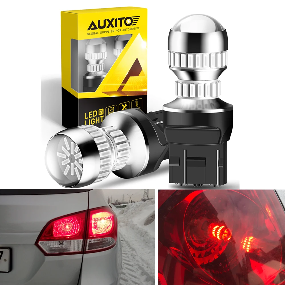 AUXITO 2Pcs Car Brake Stop Light LED Bulbs T20 7443 W21/5W LED Red Auto Tail Rear Lamp for Audi BMW F20 Toyota Corolla Hyundai