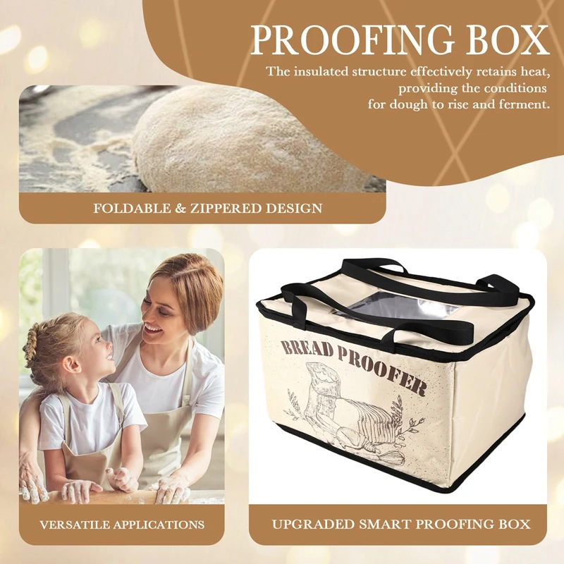 A74P-Bread Proofing Box With Heater For Precise Temperature Fermentation, Folding Zippered Dough Proofer Warming Box