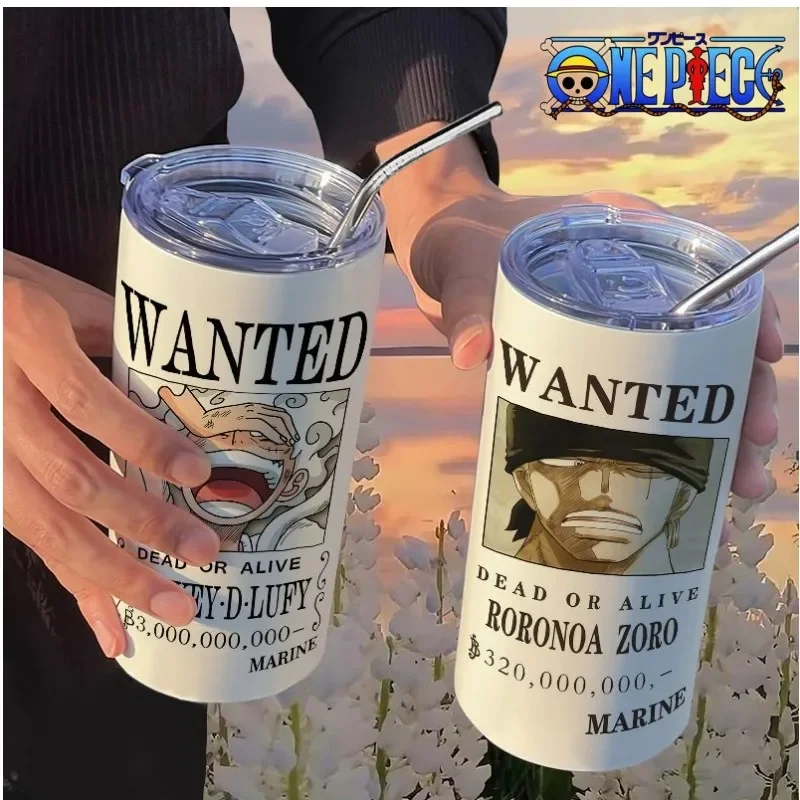 

One Piece Luffy Sauron Insulation Cup with Straw Handy Cup Coffee Cup Ins High-value Portable Stainless Steel Couple Models