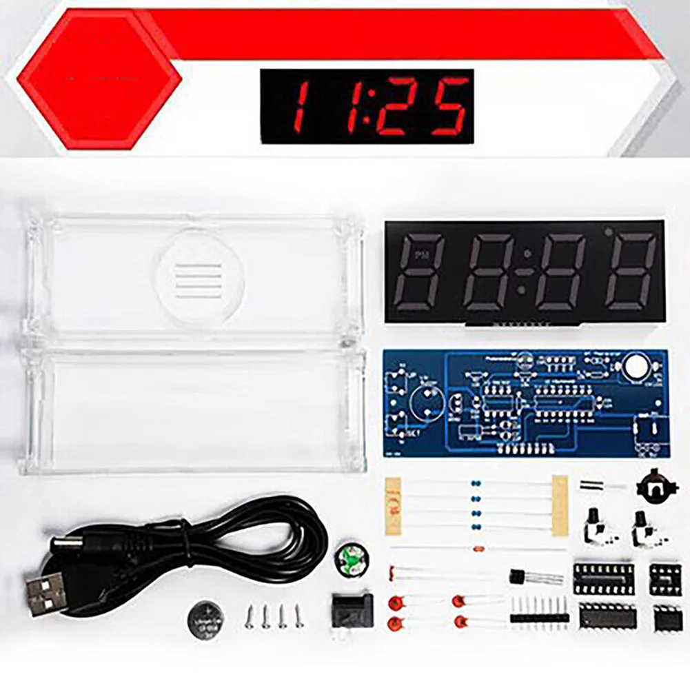 

Electronic Clock DIY Kit with Alarm and Temperature Display Learn Electronics and Build your Own Stylish Clock