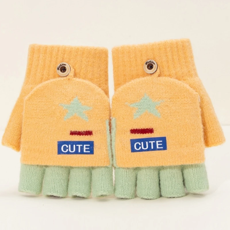 1pair Children Touchscreens Gloves Thermals Acrylic Yarn Gloves Flexible Mittens for Outdoor Sports and Indoor Tasks