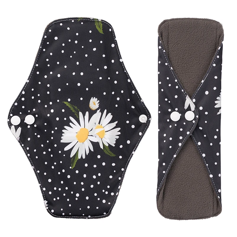 10PCS Medium Size Bamboo Charcoal Sanitary Towels For Menstruation Mom Washable Women Care Period Relief Menstrual Reusable Pads images - 6