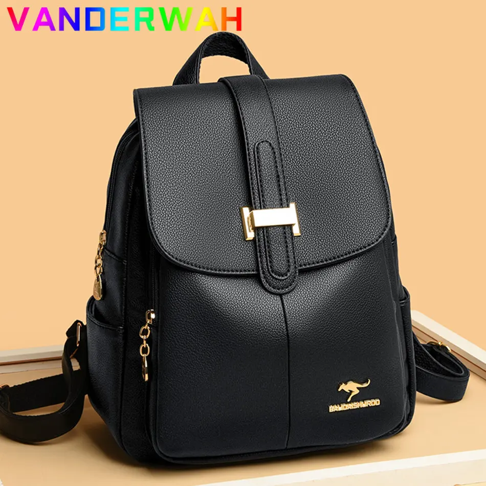 2022 Soft Pu Leather Women Backpack Youth Lady School Bag Big Capacity  Travel Backpacks Women's Shoulder Bags Travel Backpack 50 - AliExpress