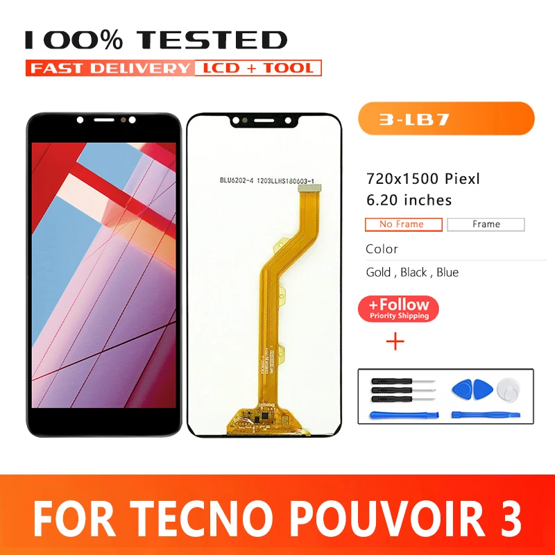

Высококачественный ЖК-дисплей 6,2 дюйма для Tecno power 3 LB7, ЖК-дисплей с сенсорной панелью, дигитайзер экрана в сборе, запасные части