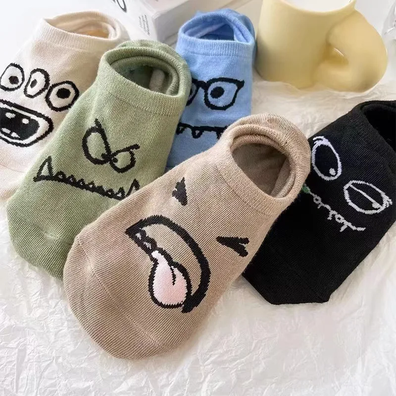 10 Pairs Fuzzy Print Socks, Cute & Lightweight Invisible Socks, Women's Stockings & Hosiery