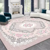 Vintage High-end Antiskid Living Room Carpet Pink Soft Home Decor Bedroom Dresser Rug Easy Cleaning Washroom Floor Mat Soft 1
