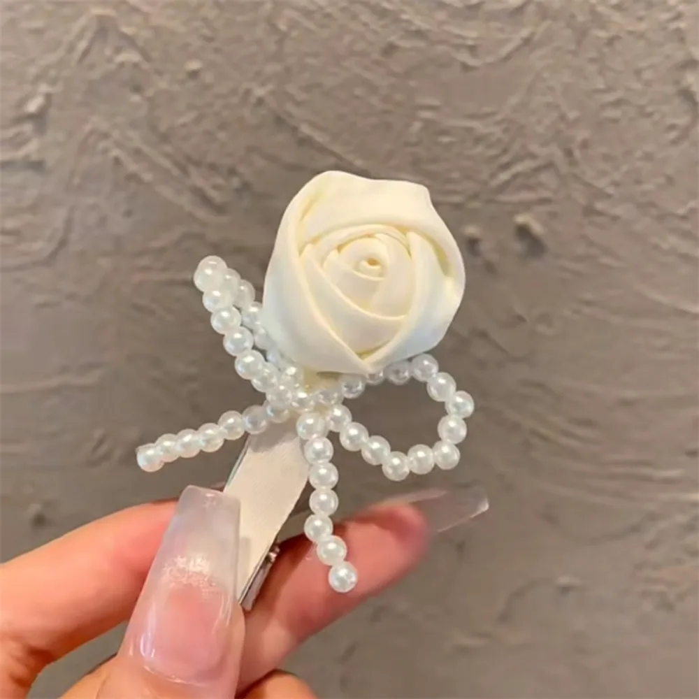 

Women's Accessories Niche Design Rose Flower Side Clip Resin Flower Bow Hair Clip Korean Style Duckbill Clip Bangs Side Clip