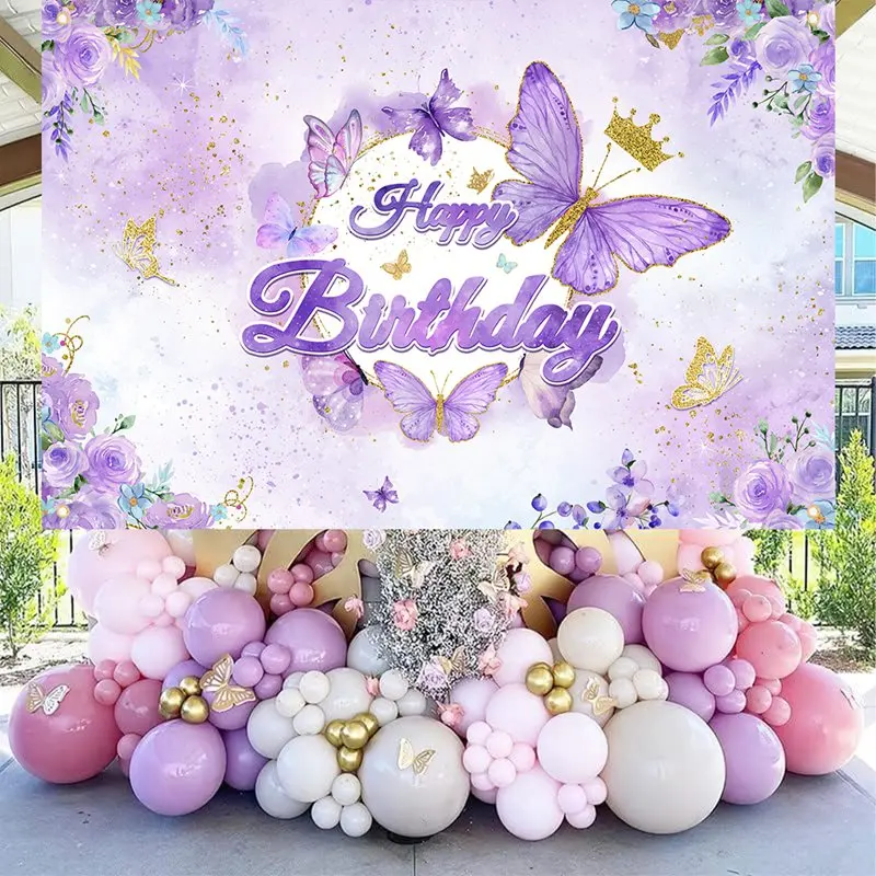 Ballon Papillon 4e Anniversaire Fille Violet Décoration D'anniversaire