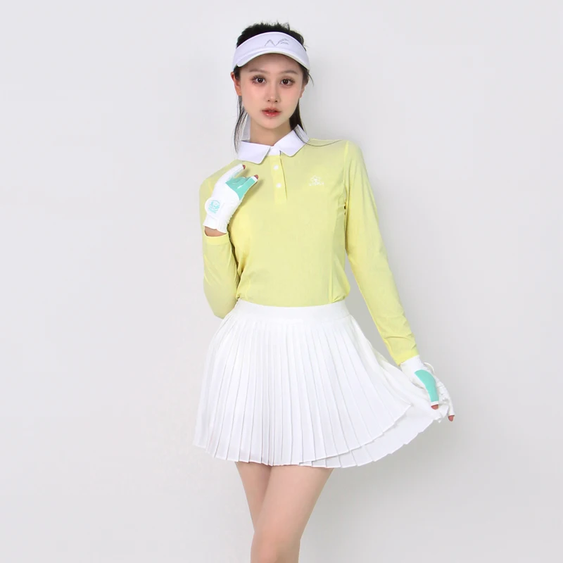 Autumn New Golf Women's Long Sleeved Wrinkle Resistant High-quality Temperament Pleated Skirt Outdoor Leisure Sports Set