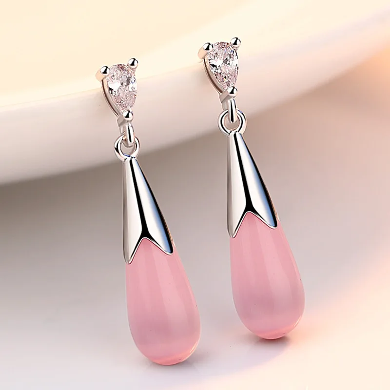 Fanqieliu 925 Sterling Silver Opal Pendant Necklace Crystal Drop Earrings Jewelry Sets For Women FQL23070 jewelry set silver jewelry silver jewelry set