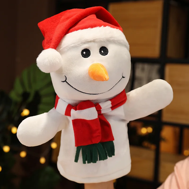 Regalo di natale babbo natale pupazzo di neve alce burattino da do giocattoli di peluche gioco genore-figlio storia dialogo bambola burattino a mano  26