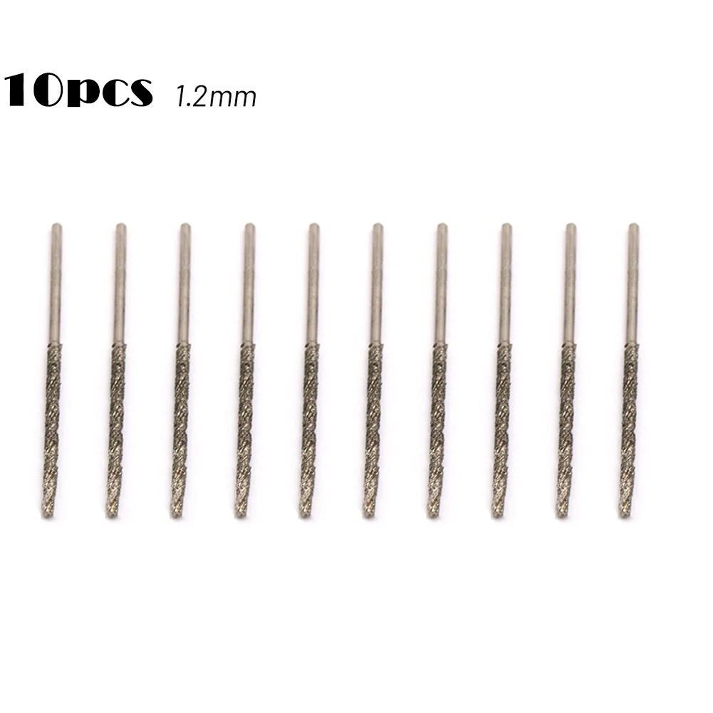 Diamond Coated Spiral Drill Bits 10Pcs 0.8/1/1.2/1.5/1.8/2/2.5/3mm For Glass Polishing Jewelry Gemstones