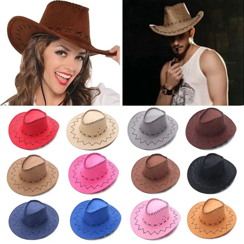 

Модная винтажная замшевая ковбойская шляпа в западном стиле унисекс с широкими полями